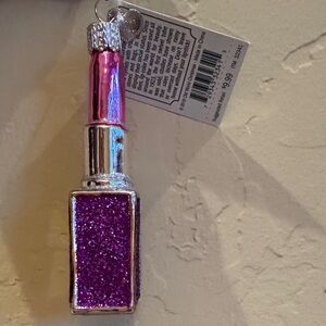 Old World Christmas - Glittery Pink Lipstick Ornament
